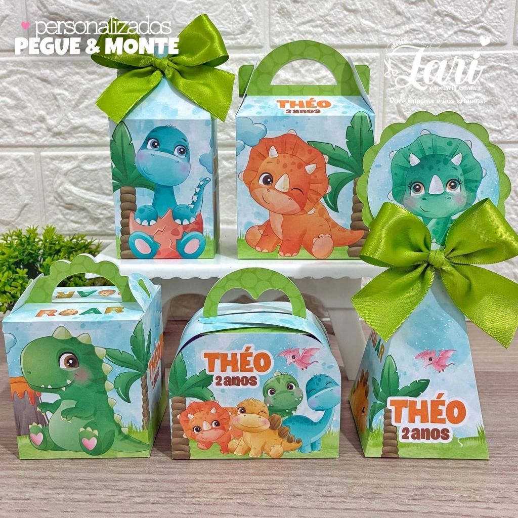 Kit Personalizados DINOSSAURO BABY MENINO (PEGUE E MONTE)Lembrancinha e Mimos de Aniversário