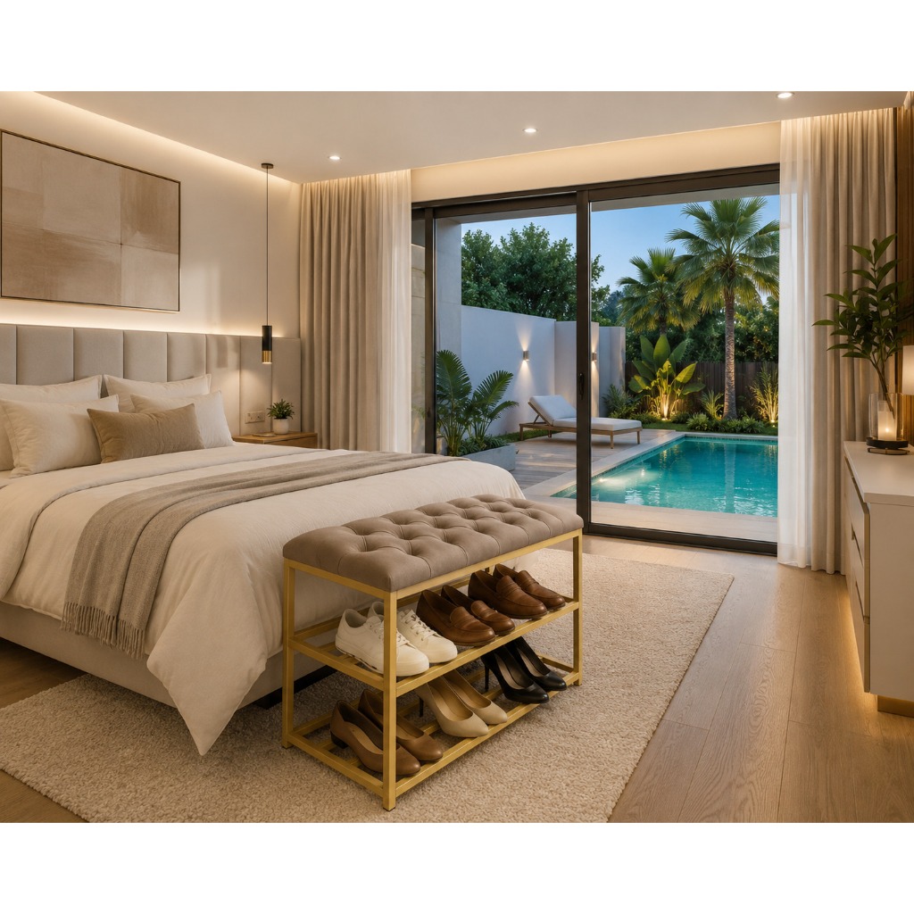 Sapateira Banco Recamier Organizadora  Modelo Industrial Acento Captone Decoração Quarto Sala