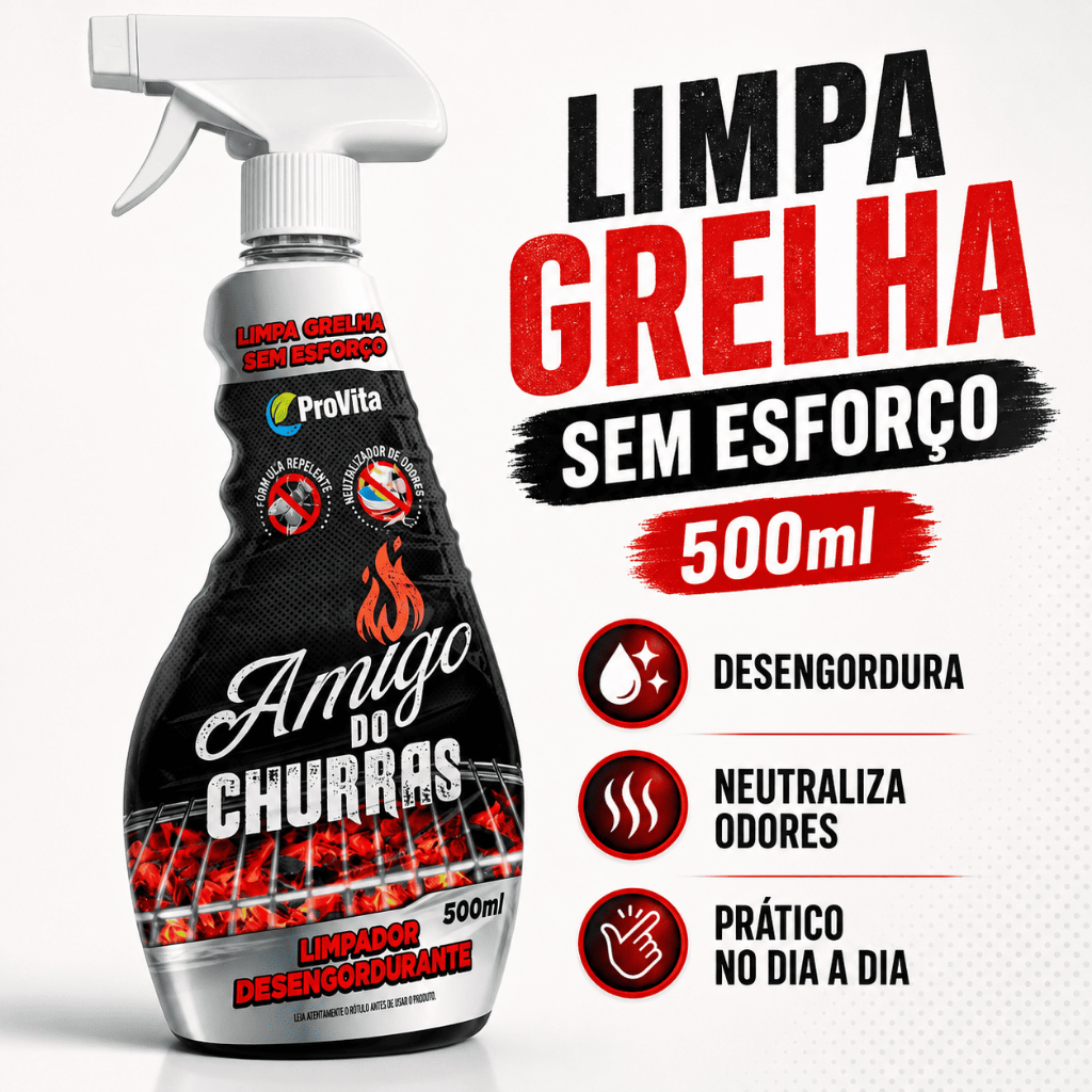 Limpa Grelha Churras Desengordurante Escova Raspador Churrasqueira Forno Fogão Grill Limpeza
