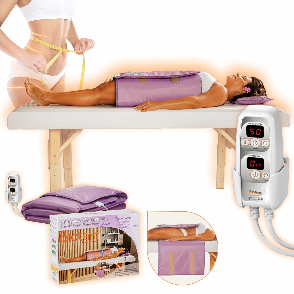 Vibro Manta Térmica Estética Massageadora MEIO CORPO Digital Bivolt Bio Term - Com Certificação INMETRO e ISO9001