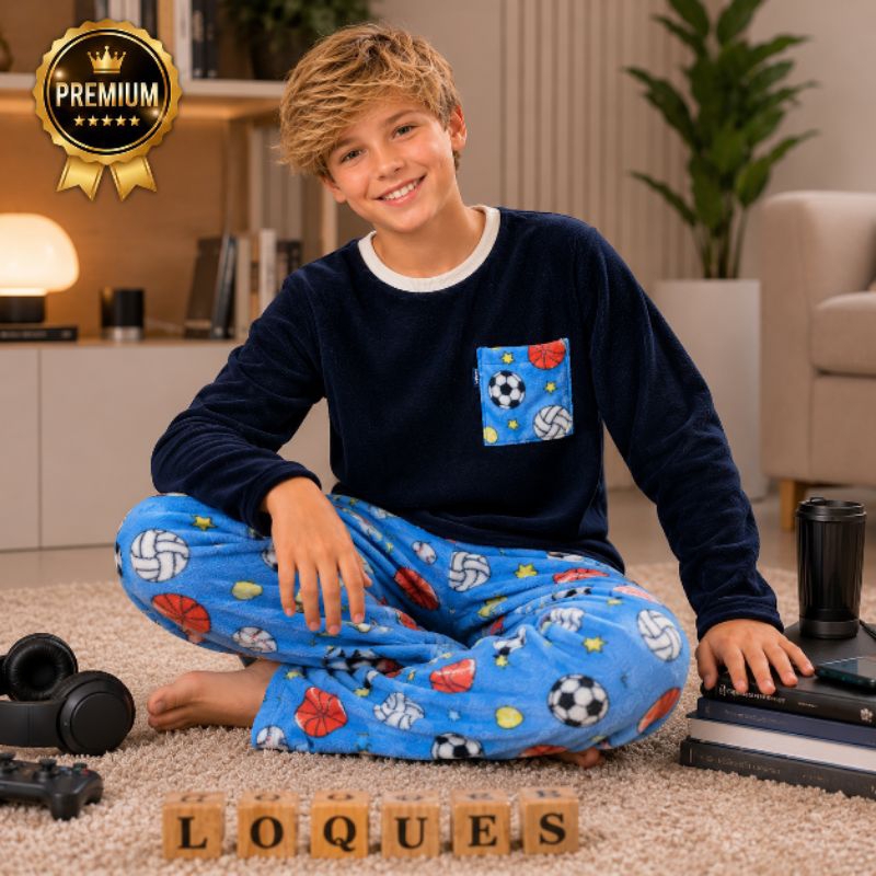 Conjunto Pijama Infantil Fleece Inverno Quentinho Ultrasoft Criança Frio Escola Sortido Menino