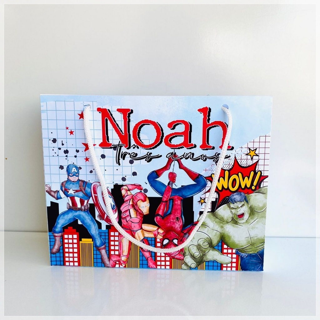 sacolinha personalizada vingadores-lembrancinha personalizada-festa personalizada-aniversario personalizado