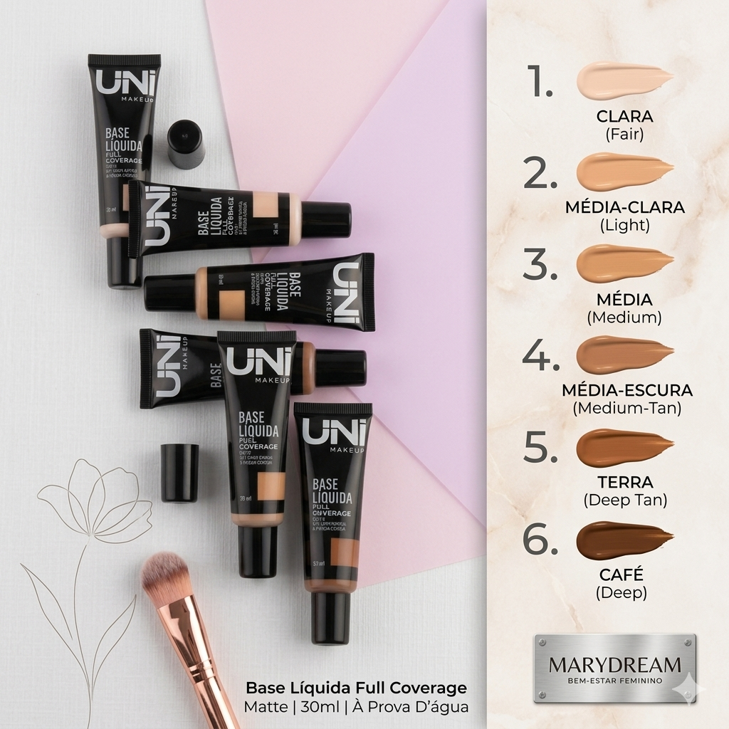 Base Líquida Full Coverage Matte – Uni Makeup (30ml)