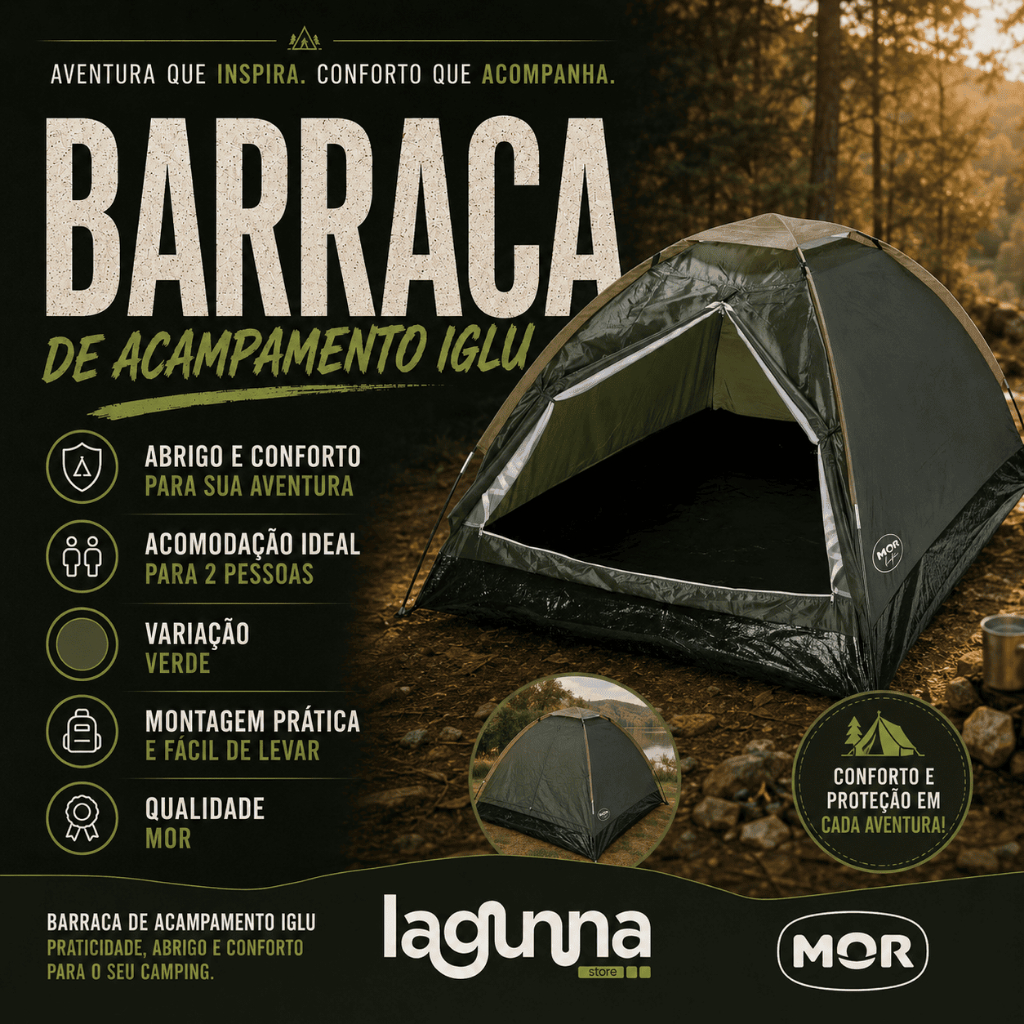 Barraca De Acampamento Iglu Mor 2 Pessoas Verde Resistente Com Mosquiteiro