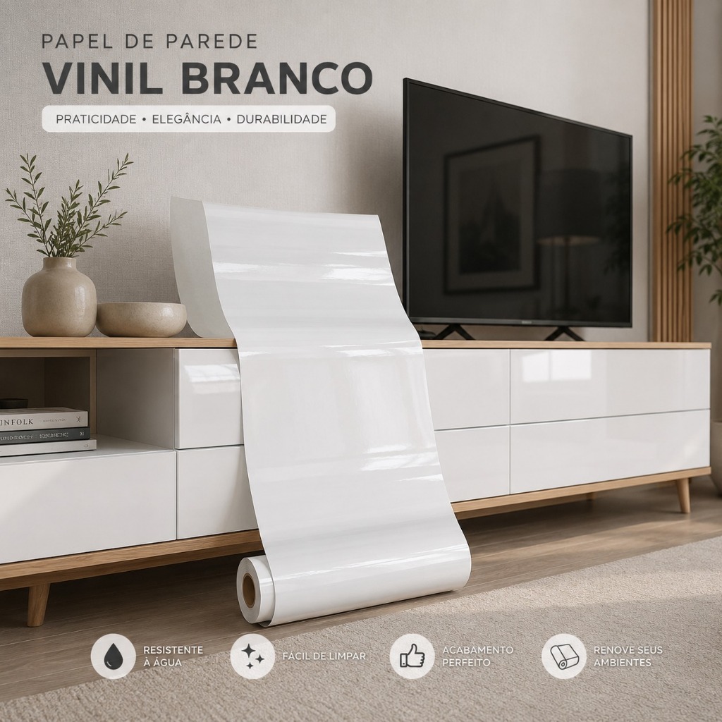 Papel De Parede Branco Adesivo Vinílico Impermeável Para Envelopamento de Geladeira e Móveis Corte Fácil Lavá Envio full