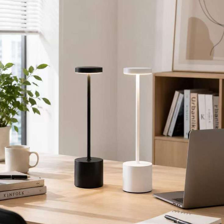 Luminária LED USB Decorativa Para Escritorio e Quarto Abajur de Mesa Touch Luz Quente Minimalista