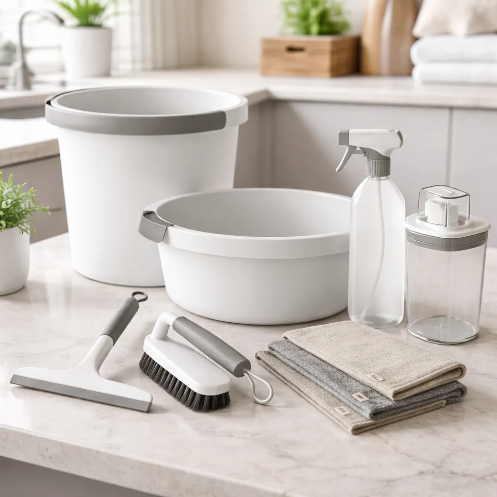 Kit Organização e Limpeza Lavanderia OU 7 peças Linha Flow
