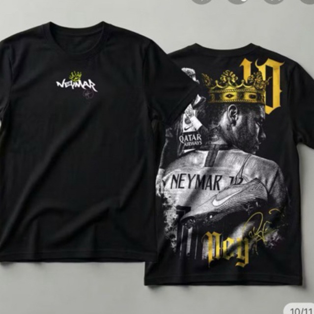Camiseta 100% Algodão Estampa Futebol Brasil Neymar Jr Ouro