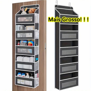 Organizador Suspenso De Tecido Com 5 Prateleiras E Bolsos Para Armário Porta Roupa Acessórios Multiuso Frete grátis