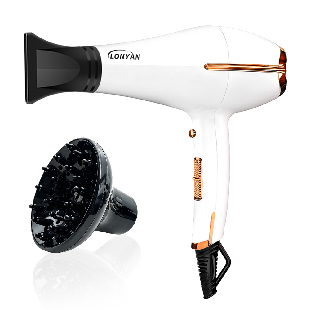 Secador de Cabelo Profissional 2500W Iônico 127V 220V Difusor 3 Temperaturas Anti-Frizz Secagem Rápida Silencioso Leve