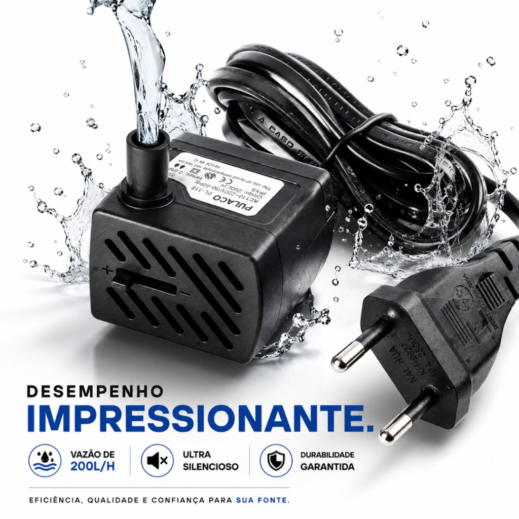 Bomba Submersa Bivolt Silenciosa - Ideal para Aquários, Fontes e Bebedouros Pet