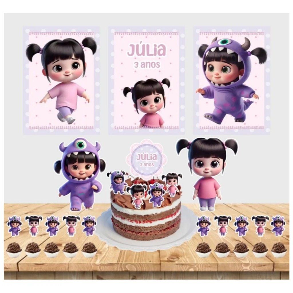 Kit festa em casa personalizado fazemos todos os temas Monstros SA Boo