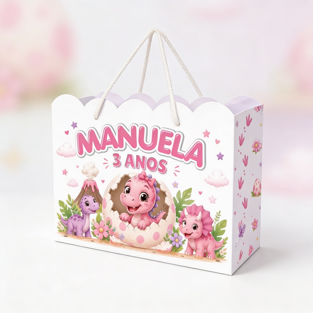 Sacolinha Dinossauro Dino Baby Personalizada Lembrancinha Infantil Pegue e Monte