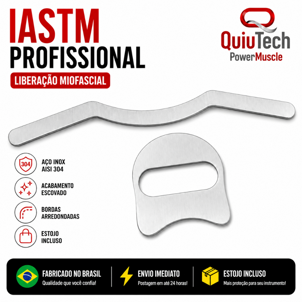 Kit c/ 2 Instrumentos Guidom Soso de Liberacao Miofascial Iastm Massagem Guidao Soqueira Aco Inox M1