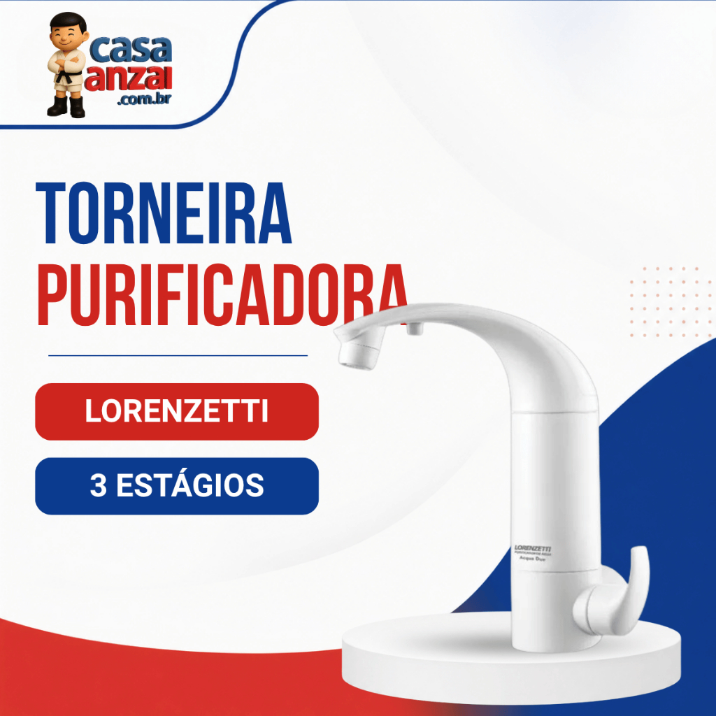 Purificador De Água Com Torneira Lorenzetti Acqua Due Branco de Parede