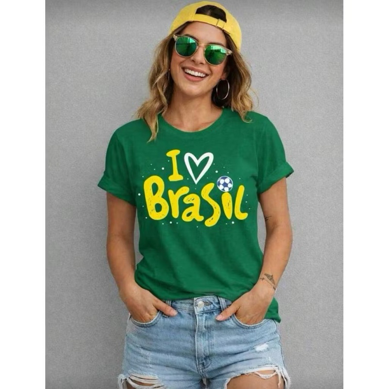 Blusa Camiseta Brasil Verde | I S2 Brasil - Inglês | Eu Amo O Brasil | P, M e G | 100% Algodão