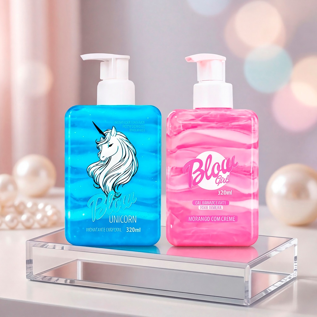 Kit Cuidado Diário Hidratante Corporal Iluminador: Unicorn e Morango com Creme Blow Girl