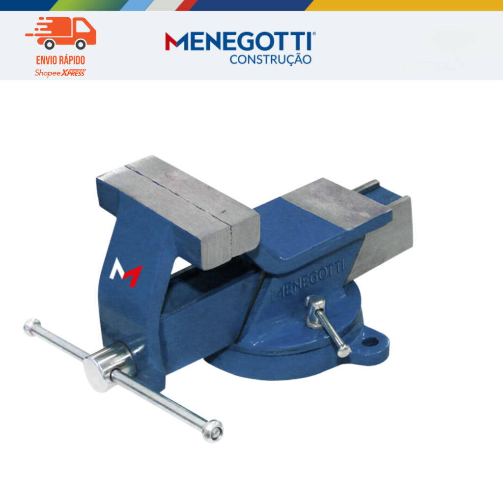 Torno Morsa De Bancada N°5 Profissional Giratória Com Bigorna Menegotti 125mm
