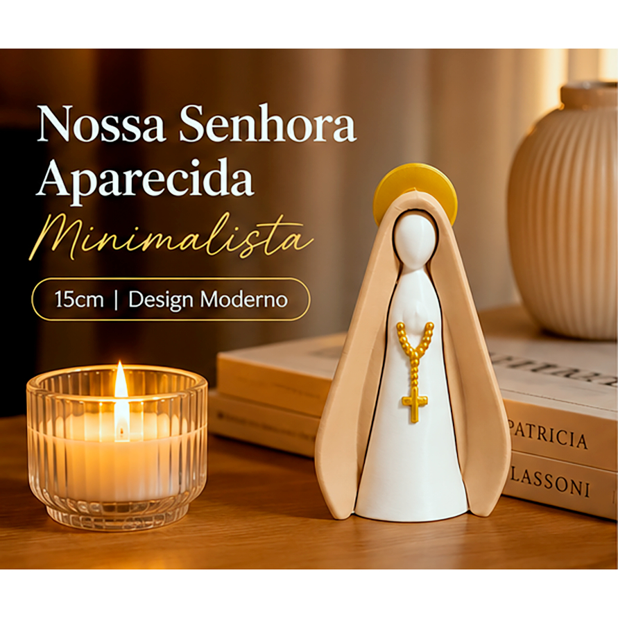 Imagem Nossa Senhora Aparecida Decorativa 15cm Moderna Escultura Religiosa