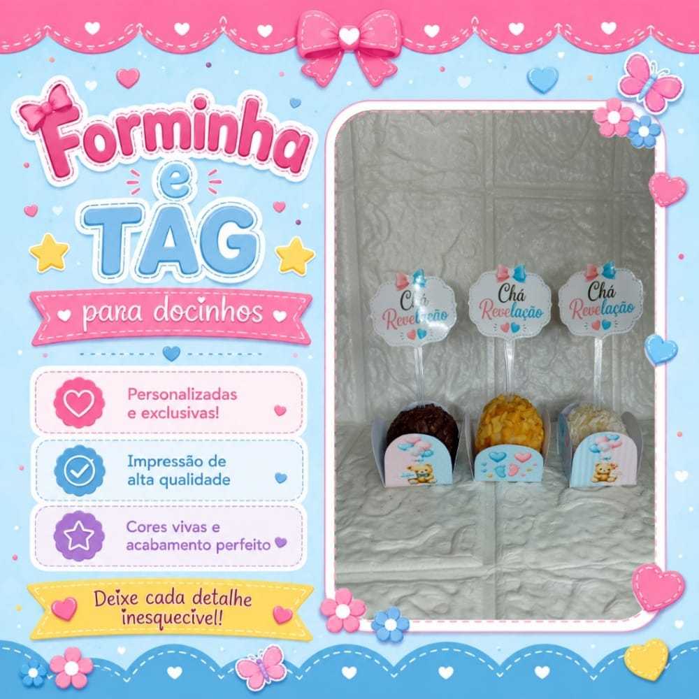 Forminha de Doces Chá revelação/chá de bebê/ Personalizada no Tema /Lembrancinha de Festa /Aniversário
