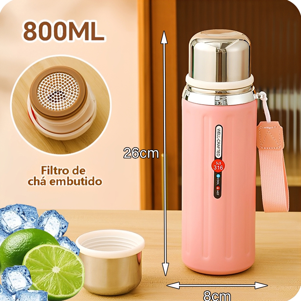 Garrafa Térmica Inteligente 316 Em Aço Inoxidável Com Alto Isolamento Térmico A Vácuo 450ML 700ML 800ML