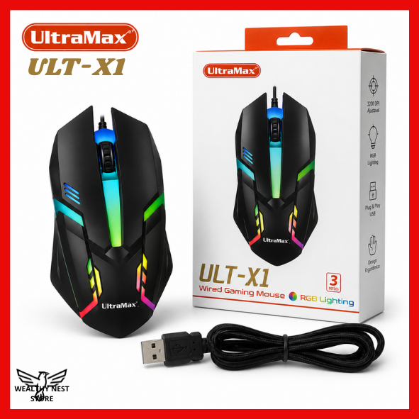 Mouse Gamer RGB com Fio USB 1,55m Ergonômico Com 7 Cores LED Óptico 1000 DPI Alta Precisão para Jogos - Ideal Para Pc