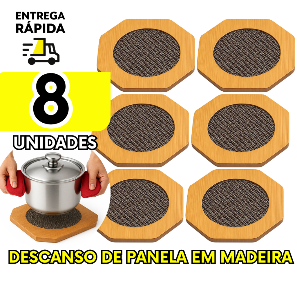 08/04/02 Descanso de Panela Formato Octogonal Quadrado Redondo Ondulado MDF 16,5cm Cozinha Buffet