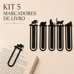 Kit 5 Marcadores de Livro Gatinho Marcador de Página Leitura Presente Criativo