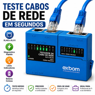 🔥 Mini Testador de Cabo de Rede RJ45 RJ11 Lan Profissional + Bateria 🔋