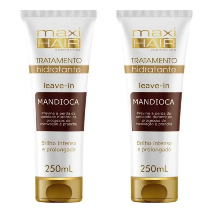 Combo 2 Defrizante Leavin-g Mandioca Tratamento Hidratante 250ml Cada- Maxi Hair