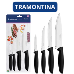 Jogo de Facas Tramontina 04 Peças Plenus com Lâminas em Aço Inox e Cabos de Polipropileno Preto