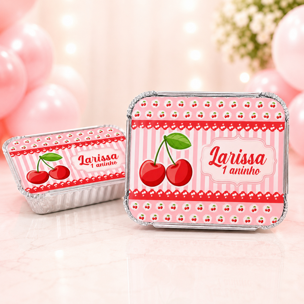 Marmita de alumínio Personalizada Cereja/Cerejinha - Lembrancinha de Festa - Marmitinha Aniversário