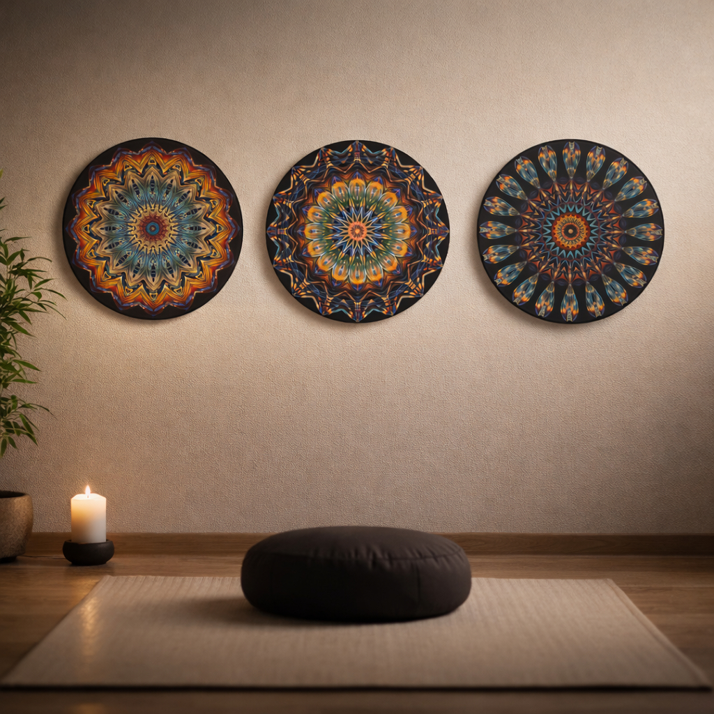 Imagem 3 Quadros Decorativos Mandala 30x30 Decoração de Sala Enfeite Parede Quarto Mdf