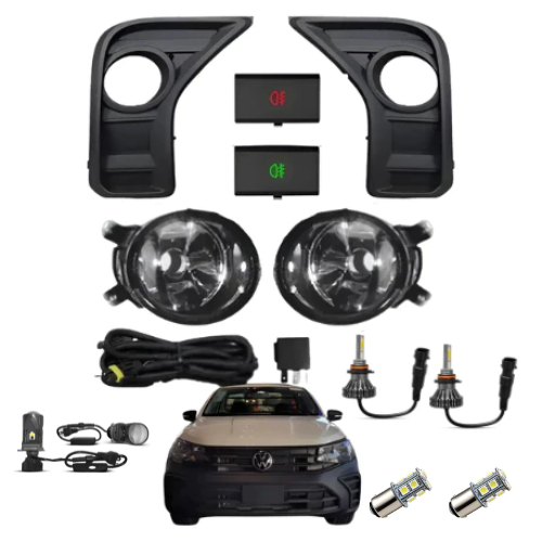 Kit Farol Milha + Led 6000k HB4 LED Farol Principal H4 Canhão Saveiro TrendLine Robust Cd Cs 1.6 2024 2025 2026 2027