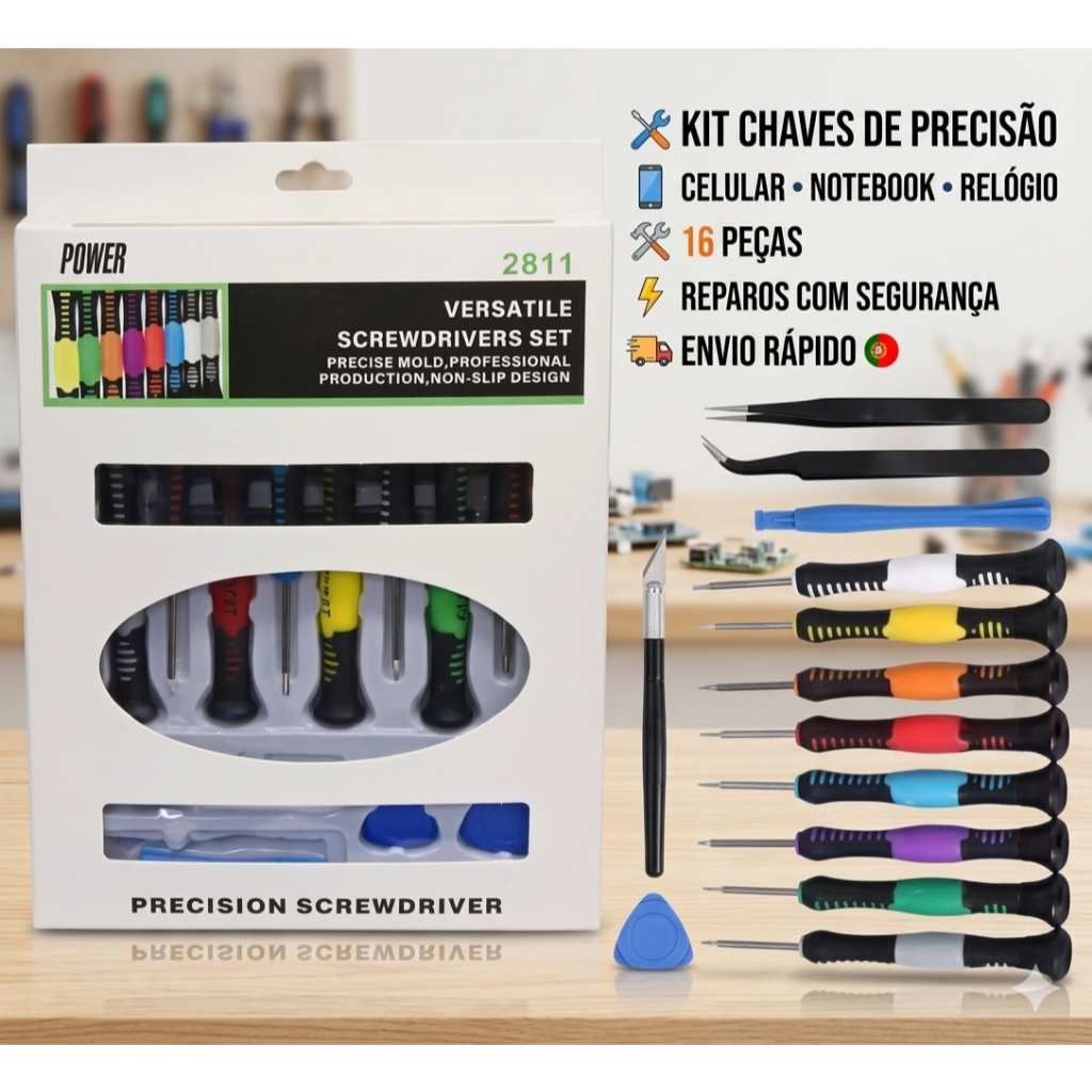 Kit Chave De Precisão 16 Em 1 Para Celular Notebook Relógio Óculos Manutenção
