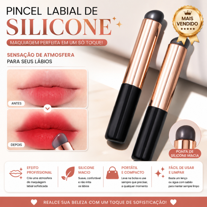 kit 2 Pincel de Silicone 2em1 para Lábios e Unhas – Suave, Durável e Fácil de Limpar (Cor Enviada Aleatoriamente)here