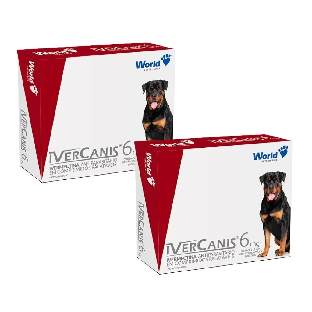 KIT 2 IverCanis 6mg para Cães de 30Kg - 4 Comprimidos - IVERMECTINA CONTRA PULGAS, CARRAPATOS SARNA