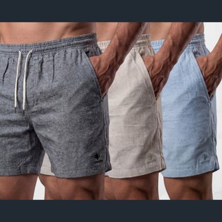 Bermudas Masculinas Linho com Elastano kit 3 | Estilo Praiano Leve | Conforto Casual Diário