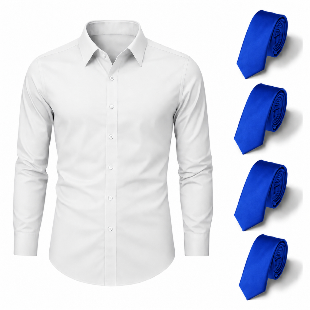Kit Camisa Social Masculina Slim + Gravata Social Várias Cores