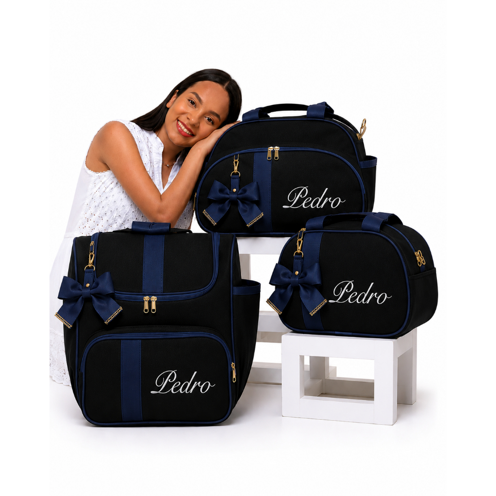 Detalhes do Bolsa Maternidade Personalizado Menino Menina Luxo