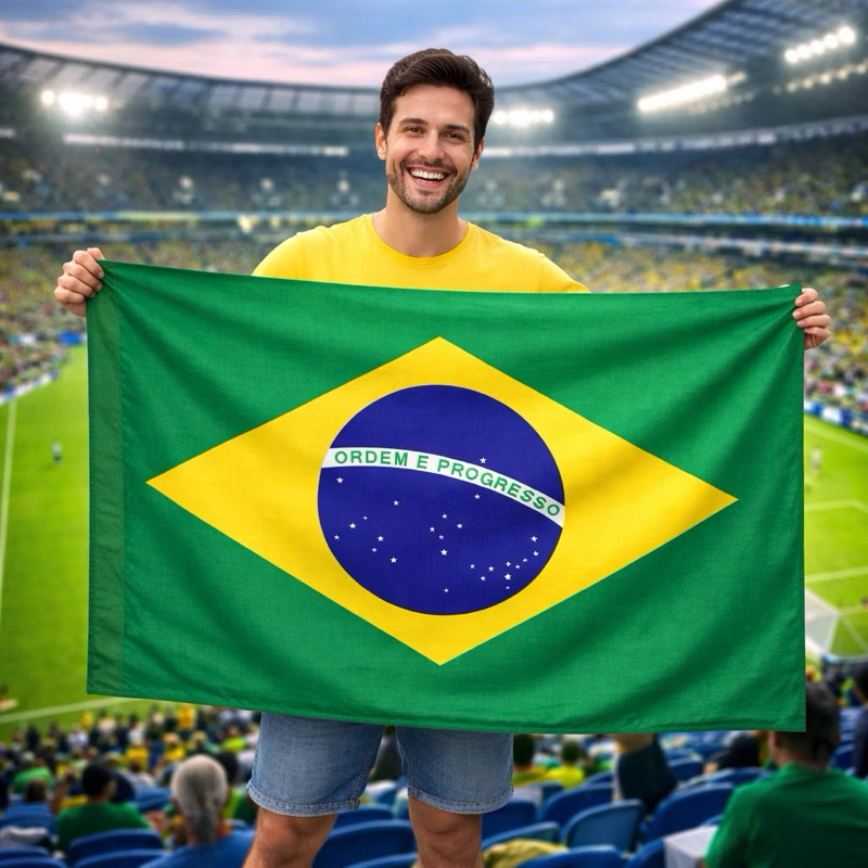 Bandeira Do Brasil | 63x95cm | Torcedor, Cenário, Copa Do Mundo, Seleção Brasileira, Torcida, Torcedor, Jogos, Futebol