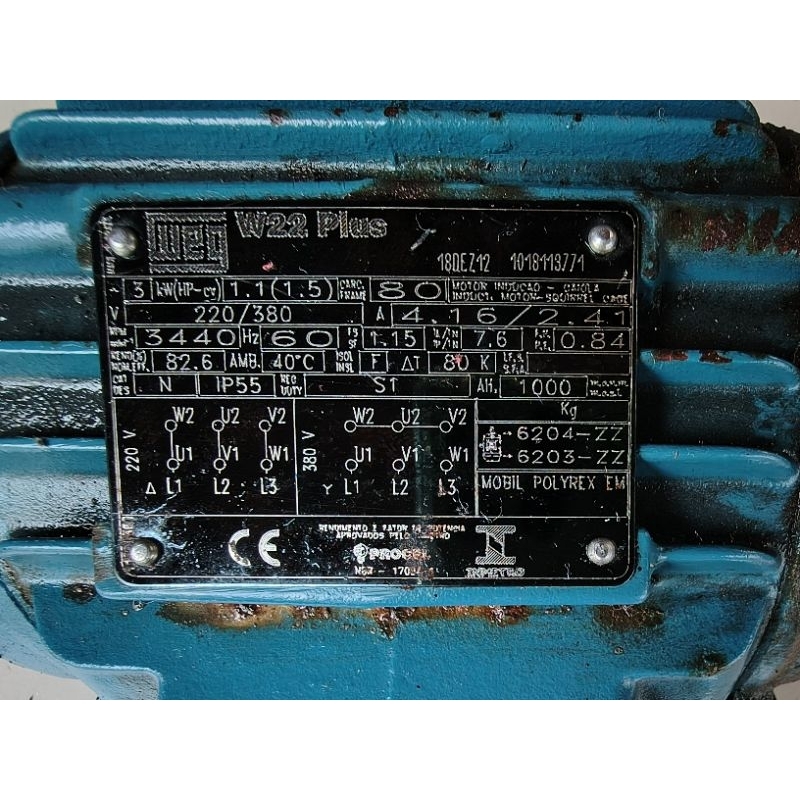 Motor Weg 1.5cv trifásico W22PLUS alta rotação