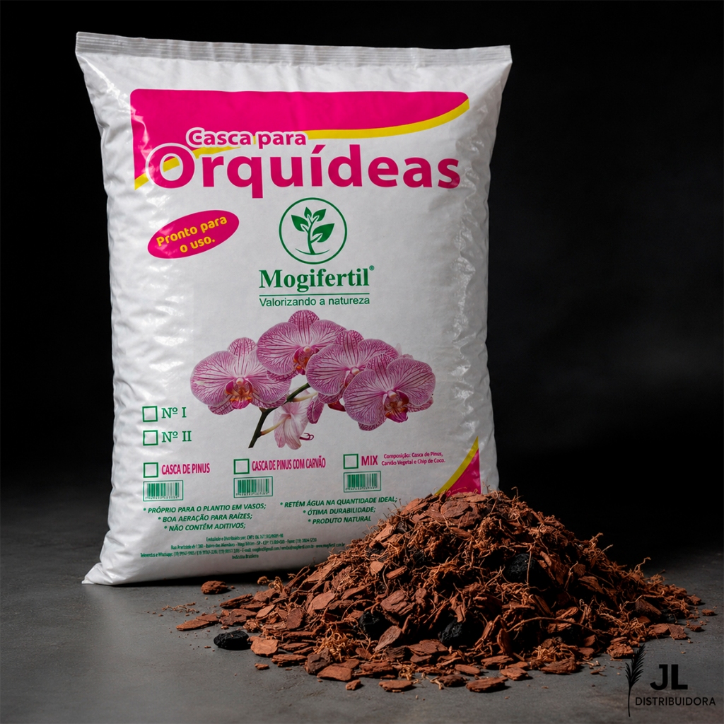5L de Substrato Balanceado Para Orquídea Casca de Pinus Carvão e Chip de Coco Kit Drenagem Rapida