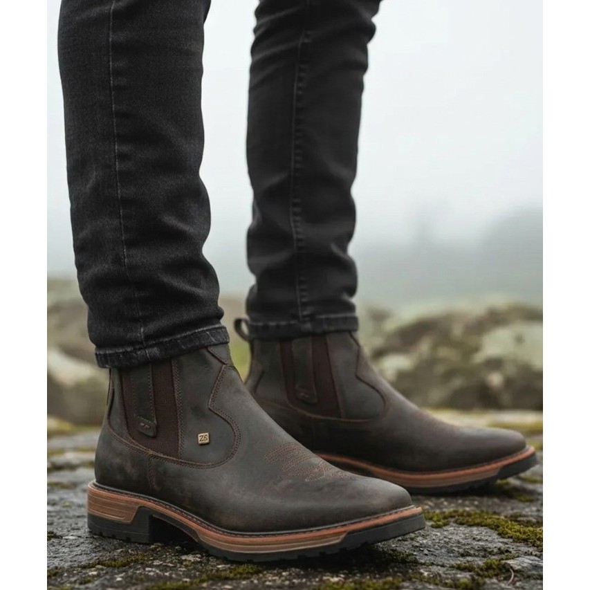 Botina Zebu Búfalo Café Jump Bota Masculina Para Trabalho Rural E Fazenda