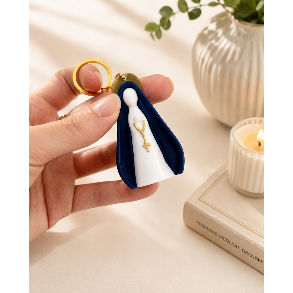 Chaveiro Nossa Senhora Aparecida 6cm - Chaveiro Santinha para presente e lembrança | Presente Religioso Católico