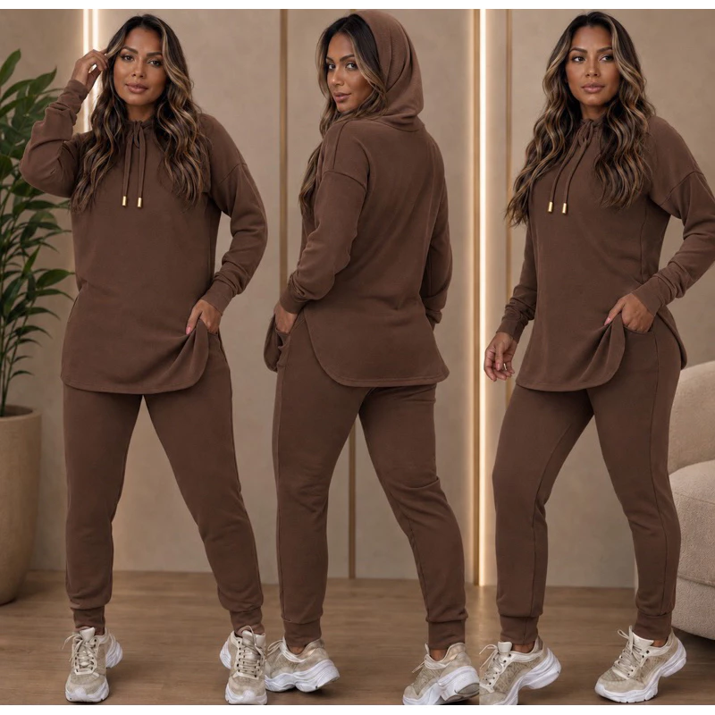 Conjunto Envio Rápido casual mais vendidos Lanzinha Bolso e touca com cordão punho moda feminina outono inverno festa
