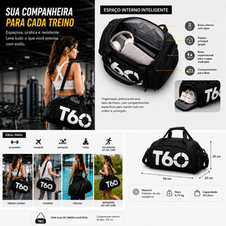 Mala Esportiva Academia Unissex Transversal e Mochila