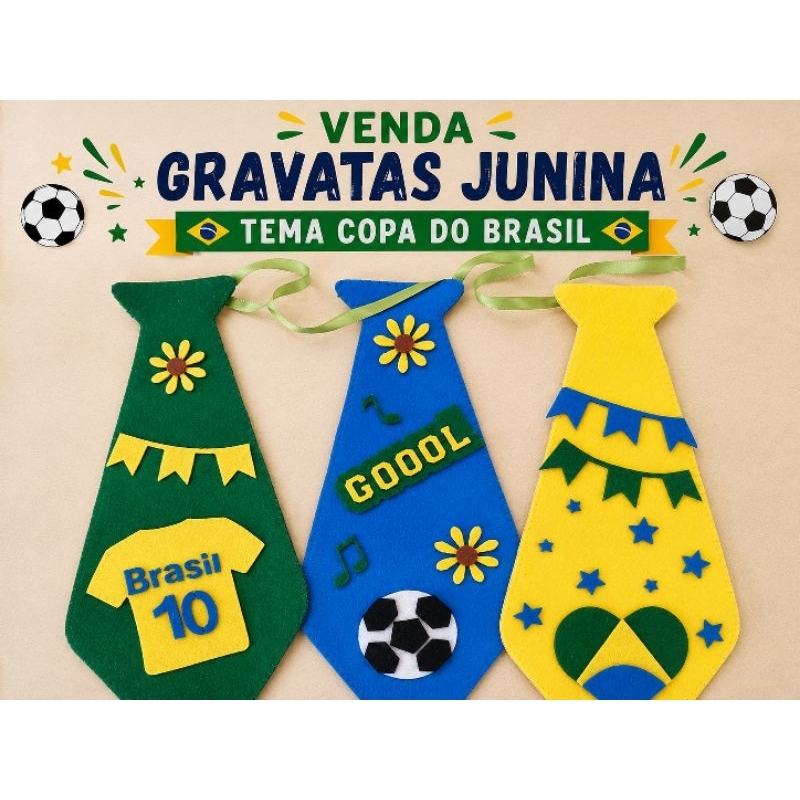Gravatas Junina Tema Copa Brasil