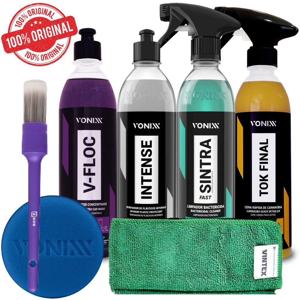Kit Lavagem Vonixx Shampoo Automotivo V-Floc Cera Tok Final Sintra Fast Intense Vonixx e Acessórios