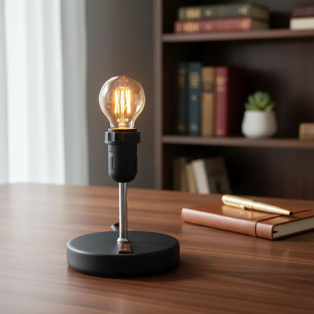 Abajur Base Luminaria de Mesa Redondo Com Interruptor alumínio bivolt Soquete E27 modelo 50399A